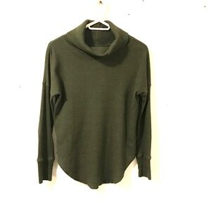 Aritzia Babaton sweater women S oversized green cowl neck asymmetric minimalist